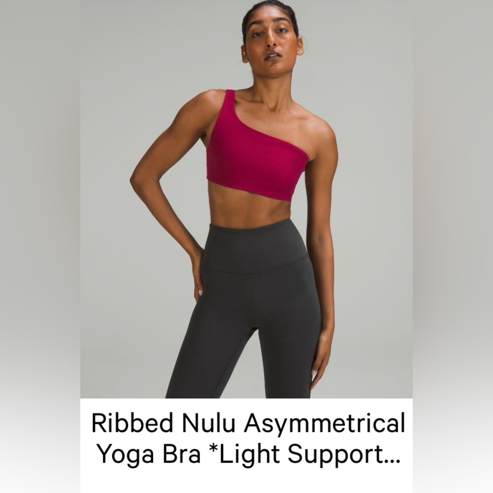 lululemon ribbed nulu Asymmetrical Yoga Bra - size 6 pomegranate